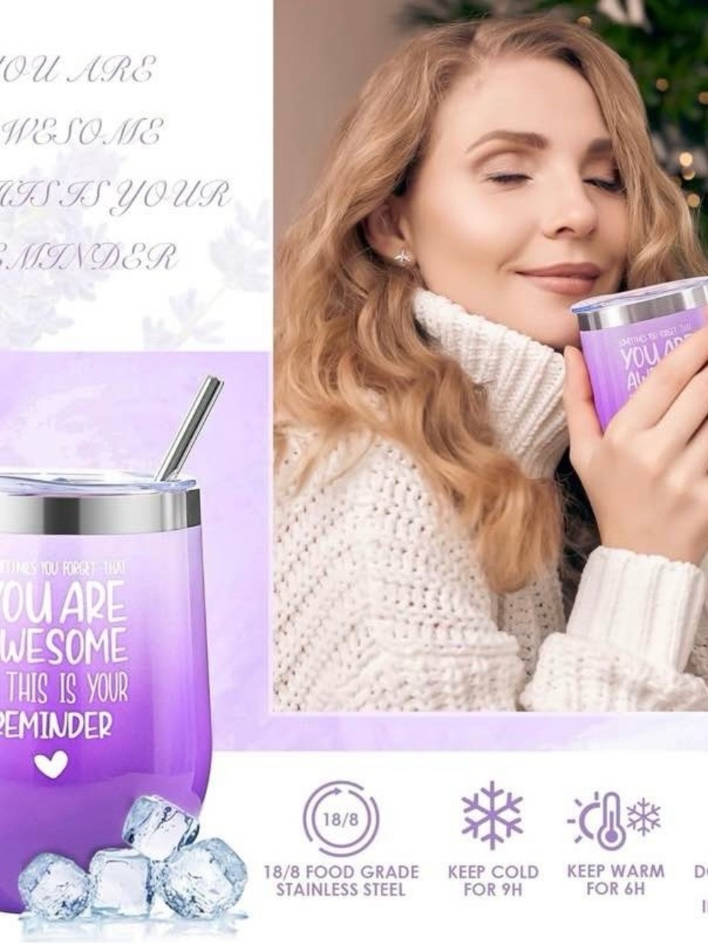 NEW - Gift set for Women, Birthday, lavender candle, tumbler, bath bomb, card - Picture 9 of 10
